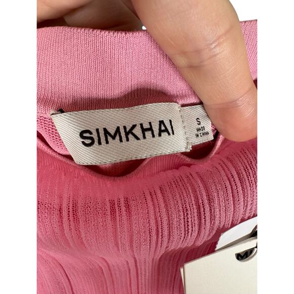 Simkhai Kelso Knit Midi Skirt Gauze Ruffle Hem Statement Elegant Candy Pink Sz S - Picture 11 of 14